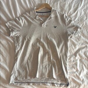 American Eagle Outfitters Gray Polo Shirt Textured Design